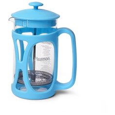 Чайник Fissman OPERA заварочный 600 мл с поршнем, цвет Лазурный (стеклянная колба)
