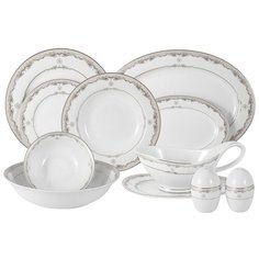 Обеденный сервиз Midori Корона (серебро) 27 предметов на 6 персон (MI2-K3036-E6_27-S)