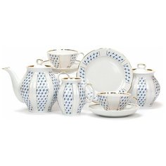 Сервиз чайный. Дулёвский фарфоровый завод. Форма Белый лебедь. Рисунок Ситец. 21 предм.