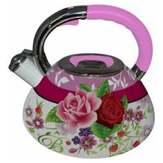 Чайник со свистком 3л Peterhof PH-15607 розовый-красный