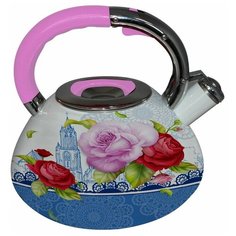 Чайник со свистком 3л Peterhof PH-15608 синий-розовый