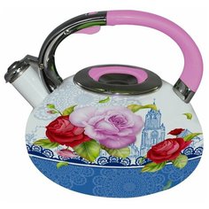 Чайник со свистком 3л Peterhof PH-15610 синий-розовый