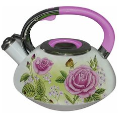 Чайник со свистком 3л Peterhof PH-15607 розовый-зеленый
