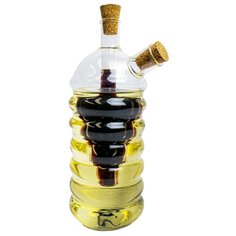 Бутылка для масла и уксуса, стеклянная, пробковая крышка, волнистый корпус Marma