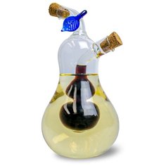 Бутылка для масла и уксуса Синий листок, стеклянная, пробковая крышка Marma