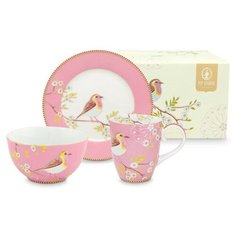Набор из 3-х предметов для завтрака Pip Studio Early Bird Pink: пиала д.15 см, тарелка д.21 см, кружка 350 мл, 51.020.106