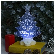 Подставка световая Luazon Lighting "Елка с часами", 26*17,5 см, (без батареек), 7 LED, белый (SKNL-070)