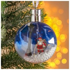 Елочный шар Luazon Lighting с деревянной фигуркой и подсветкой "Дед Мороз", 10*10 см