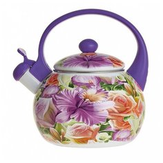 ЕМ-25101/8 Чайник эмал. "Орхидея" со свистком 2,5 л. Metalloni