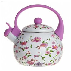 ЕМ-25101/17 Чайник эмал. ручка пластик "Флориана" 2,5л. со свистком Metalloni