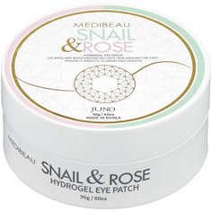 Juno Гидрогелевые патчи для век Medibeau Snail & Rose, 60 шт.