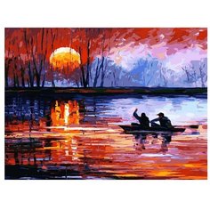 Белоснежка Картина по номерам "Рыбалка на закате" 30х40 см (157-AS)