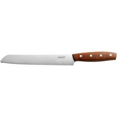 Нож для хлеба FISKARS Norr, лезвие 21 см, серебристый/коричневый