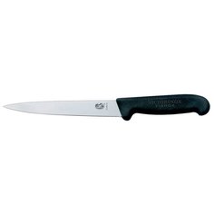 Нож для нарезки мяса или рыбы VICTORINOX Fibrox, лезвие 16 см, черный