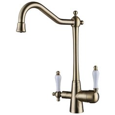 Смеситель для кухни (мойки) KAISER Vincent 31844-3 однорычажный бронза/белый