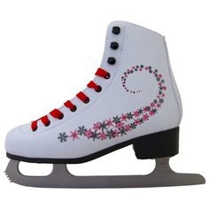 Фигурные коньки Novus AFSK-20 белый/красный/красно-черные звезды р. 30