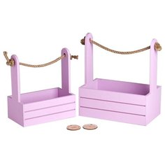 Ящик Дарите счастье набор 2 в 1 с шильдиком Самой нежной 25х15х30, 21х12х23 см сирень