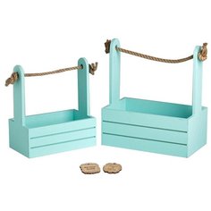 Ящик Дарите счастье набор 2 в 1 с плашкой Летай от счастья 25х15х30, 21х12х23 см мята