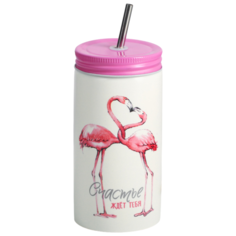 Дорого внимание Стакан с трубочкой Счастье ждёт тебя, 480 мл белый/розовый