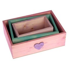 Ящик Дарите счастье набор 3 в 1 Я тебя люблю с плашкой 30 х 25 х 20 см бирюзовый/розовый