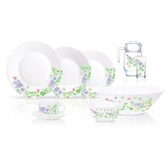 Столовый сервиз Luminarc Mabelle N2086, 6 персон, 46 предм., белый/прозрачный/зеленый/фиолетовый