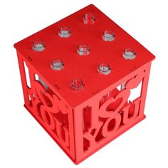 Кашпо Дарим красиво I love you heart с 9 колбами, 15 x 15 x 15 см красный