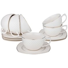 Чайный сервиз Lefard Диаманд Голд 359-744, 6 персон, 12 предм., белый