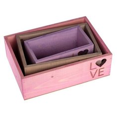 Ящик Дарите счастье набор 3 в 1 Love с лазерной резкой 30 х 21 х 9.5 см бежевый/розовый/фиолетовый