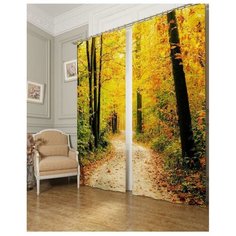 Фотошторы Сирень Кленовая аллея на ленте 260 см мультиколор