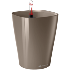 Кашпо LECHUZA DELTINI настольное с автополивом с субстратом в комплекте 15х15х19 см серо-коричневый