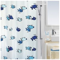 Штора для ванной Spirella Hugo 180x200 белый/синий