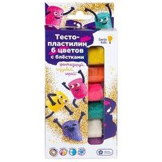 Набор для детской лепки «Тесто-пластилин 6 цветов с блёстками» Genio Kids