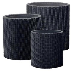 Кашпо KETER CYLINDER PLANTERS Set S+M+L темно-серый