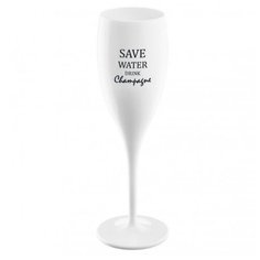 Бокал Koziol для шампанского с надписью SAVE WATER DRINK CHAMPAGNE, белый