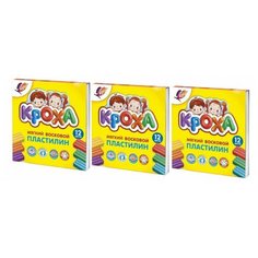 Пластилин мягкий ЛУЧ "Кроха", 12 цветов, 180 г, со стеком, картонная упаковка, 23С 1484-08 (3 штуки) 103668-3