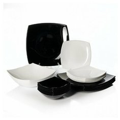 Столовый сервиз QUADRATO BLACK / WHITE 19 предметов 6 персон Luminarc