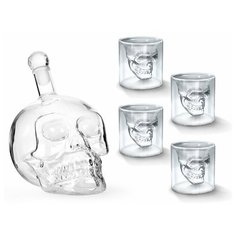 Декантер для виски, 700 мл, стакан для виски 4 шт 65 мл 7х7 см, цвет прозрачный, графин 20х11х11 см Adam Franklin