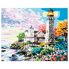 Хобрук Картина по номерам "Яркий пейзаж у маяка" 40х50 см Hobruk
