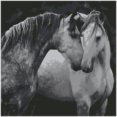 Картина по номерам Molly 30х30 см Пара лошадей Котеин