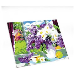 Картина по номерам на холсте с подрамником "Сирень на окне" 40*50 см 4971866 Школа талантов