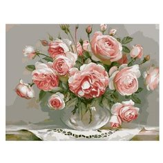 Картина по номерам Paintboy PK 59017 (G 436) Розы в стеклянной вазочке (Бузин Игорь) 40x50см