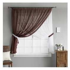 Тюль PASIONARIA "Руфус Венге" на шторной ленте с 2 подхватами, 300х180 см - 1 шт.