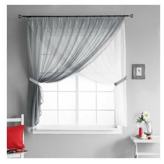 Тюль PASIONARIA "Руфус Серый" на шторной ленте с 2 подхватами, 300х180 см - 1 шт.