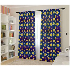 Шторы для детской "Веселые звезды", 145*260 2шт Сирень