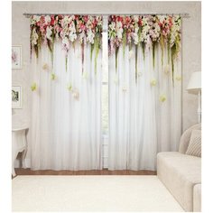 Фотошторы "Цветы на белом фоне" Сирень