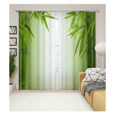 Фотошторы "Листья бамбука" (габардин) Сирень