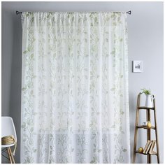 Портьера PASIONARIA "Листерия Зелёный" на шторной ленте, 310х280 см - 1 шт.