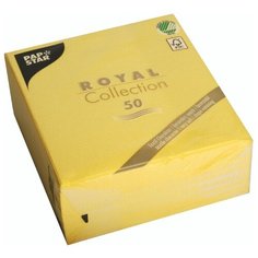 Салфетки бумажные PAPSTAR ROYAL, 33х33 см, 1-слойные, 50 шт, желтый