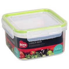 Контейнер квадратный 1.2л с крышкой на защелках BORA