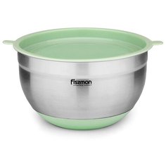 Миска Fissman 24x13,5 см / 4,5 л с крышкой, цвет ЗЕЛЕНЫЙ ЧАЙ (нерж.сталь) (5115)